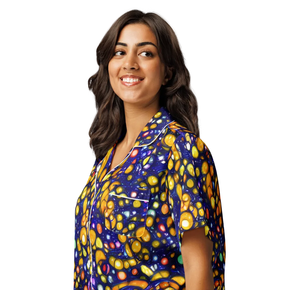 Ultramarine Carnival on Women's Short Sleeve Pajama Top — Left Front