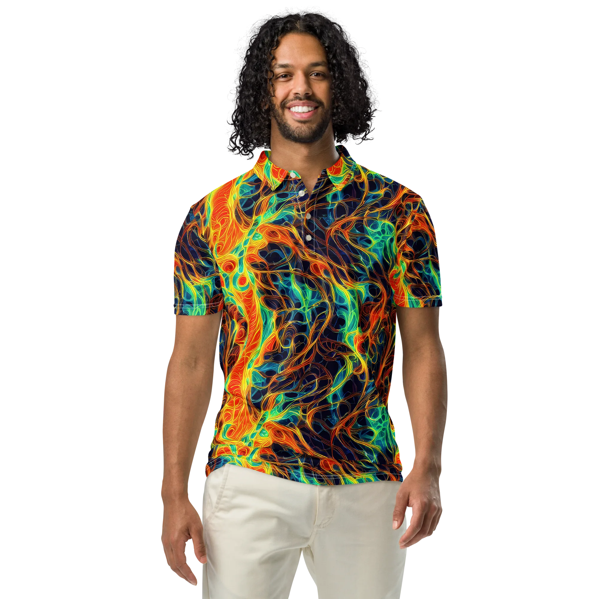 Molten Aurora on Men's Slim Fit Polo Shirt — Front