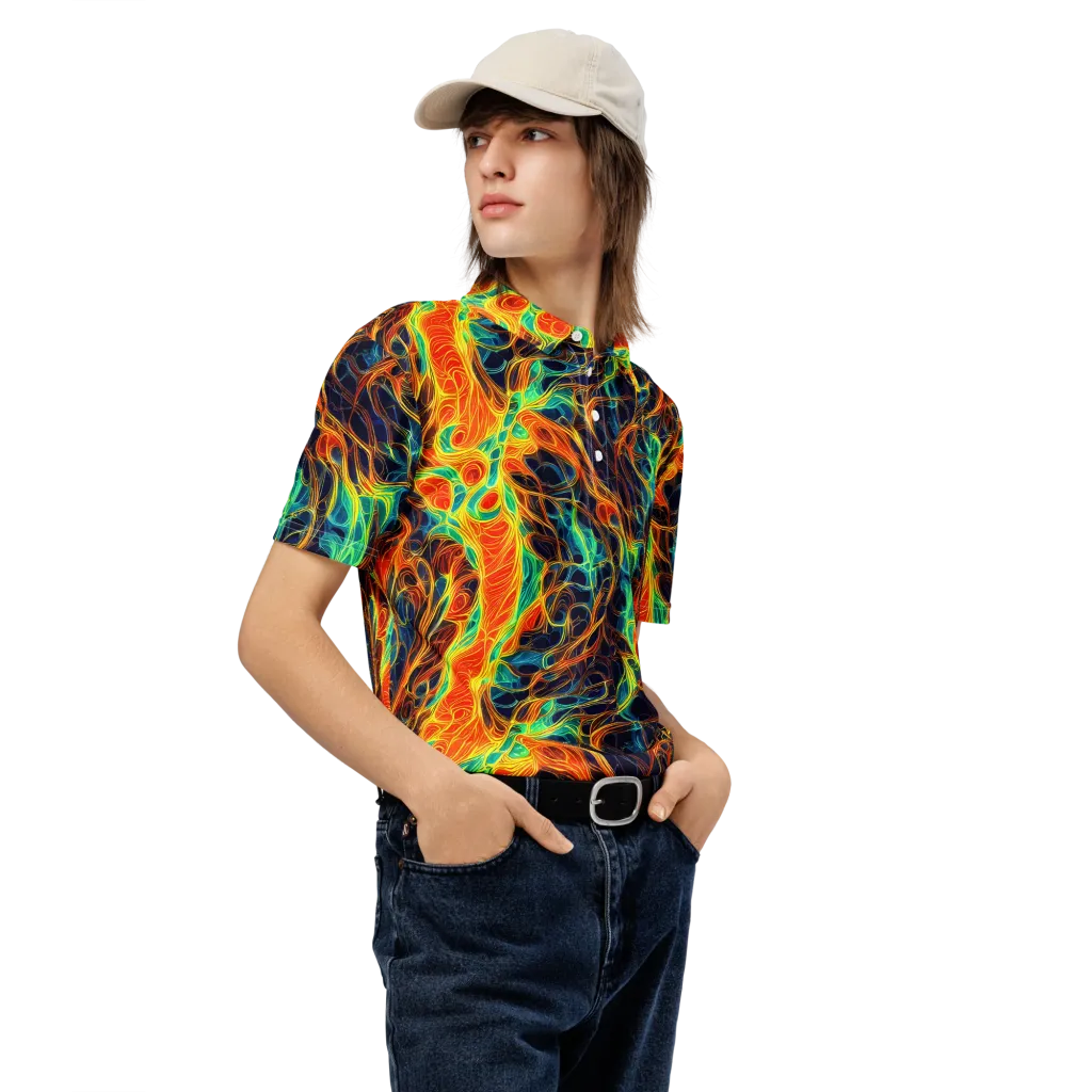 Molten Aurora on Men's Slim Fit Polo Shirt — Right Front