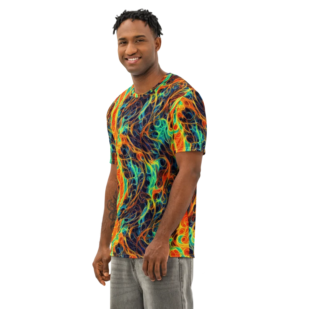 Molten Aurora on Men's Cotton Crew Neck T-Shirt — Left Front