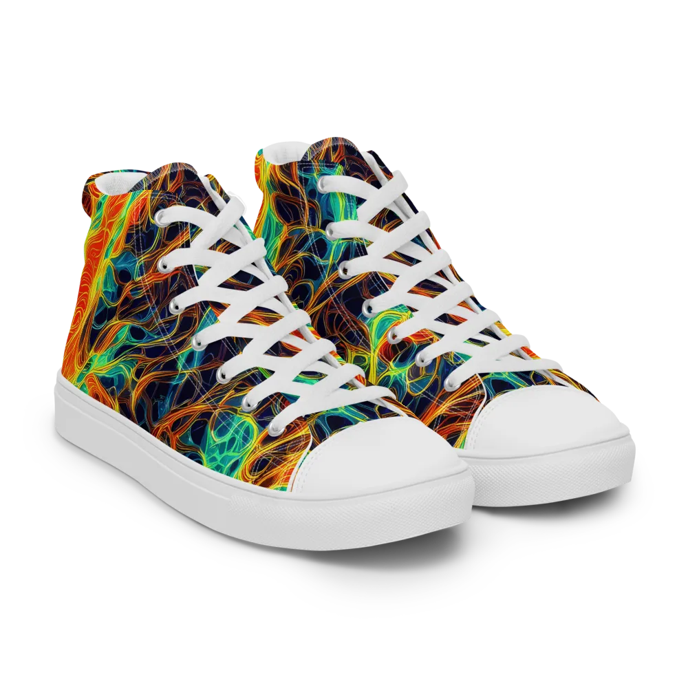 Molten Aurora on Men's High Top Canvas Shoes — Right Front