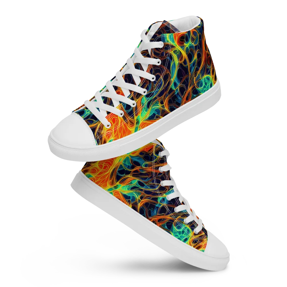Molten Aurora on Men's High Top Canvas Shoes — Front
