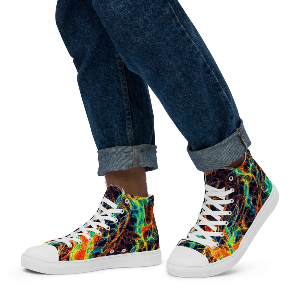 Molten Aurora on Men's High Top Canvas Shoes — Left