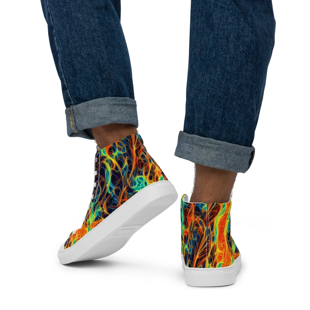 Molten Aurora on Men's High Top Canvas Shoes — Back