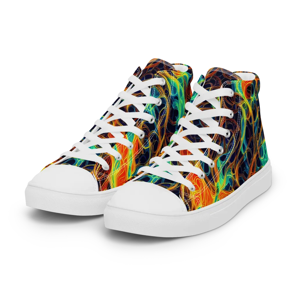 Molten Aurora on Women's High Top Canvas Shoes — Left Front