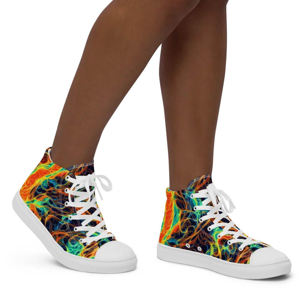 Molten Aurora on Women's High Top Canvas Shoes — Right