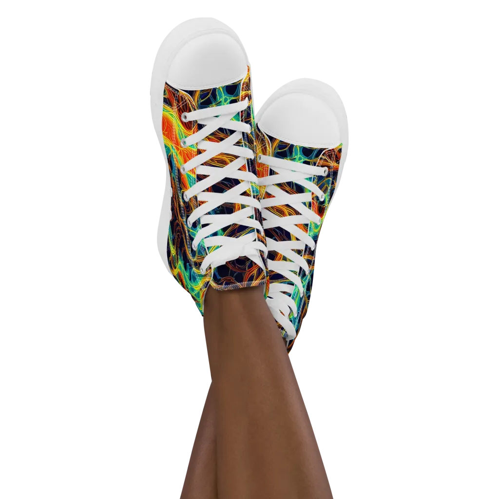Molten Aurora on Women's High Top Canvas Shoes — Front