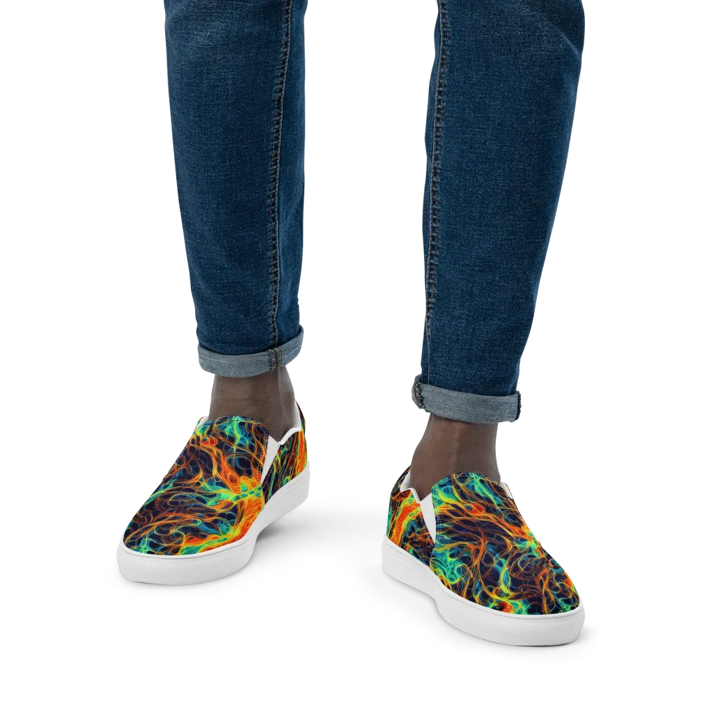 Molten Aurora on Men's Slip-On Canvas Shoes — Front