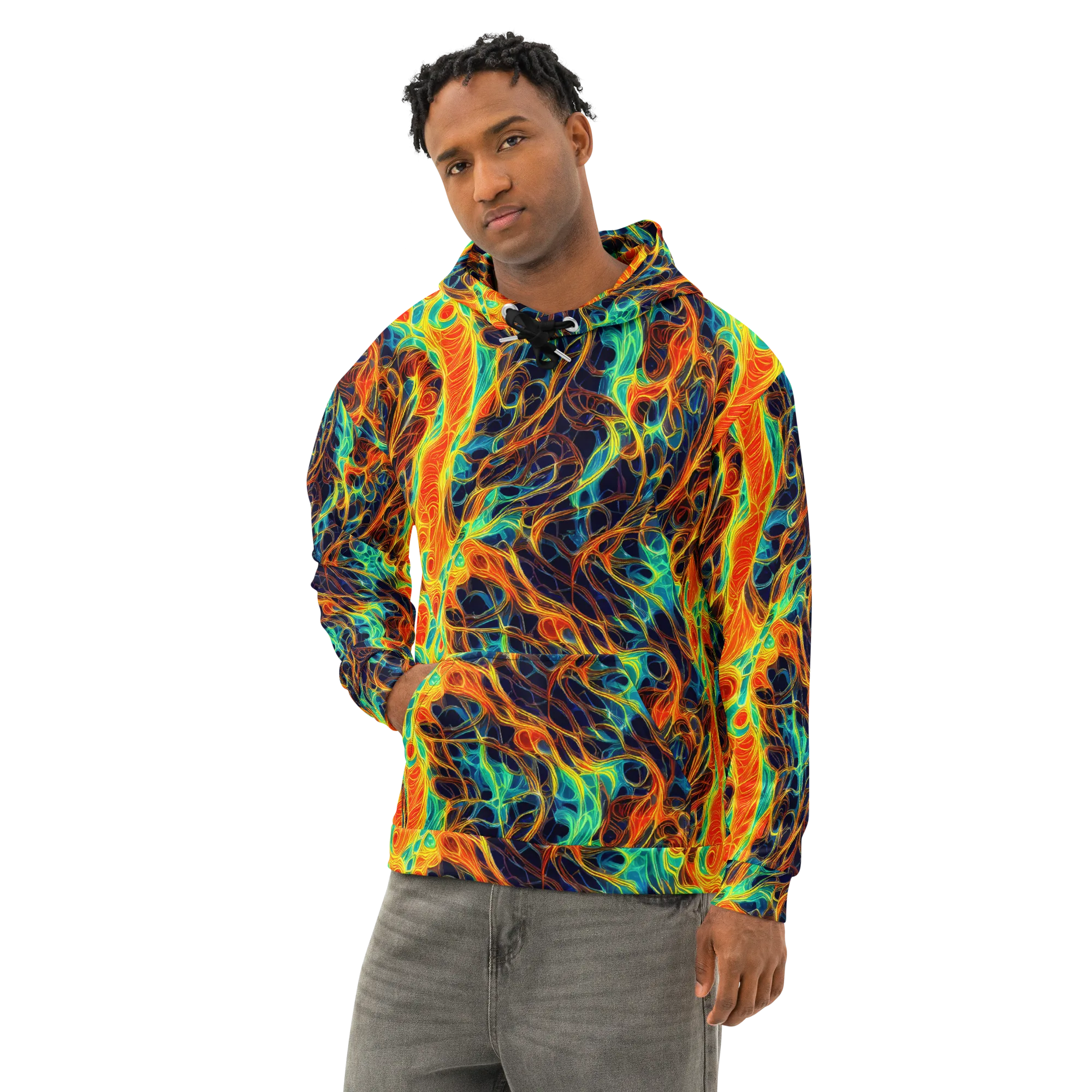 Molten Aurora on Cotton Hoodie — Left Front