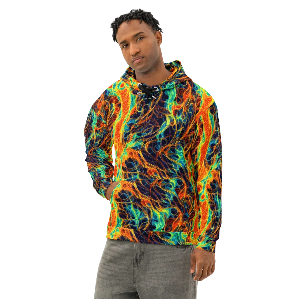 Molten Aurora on Cotton Hoodie — Left Front