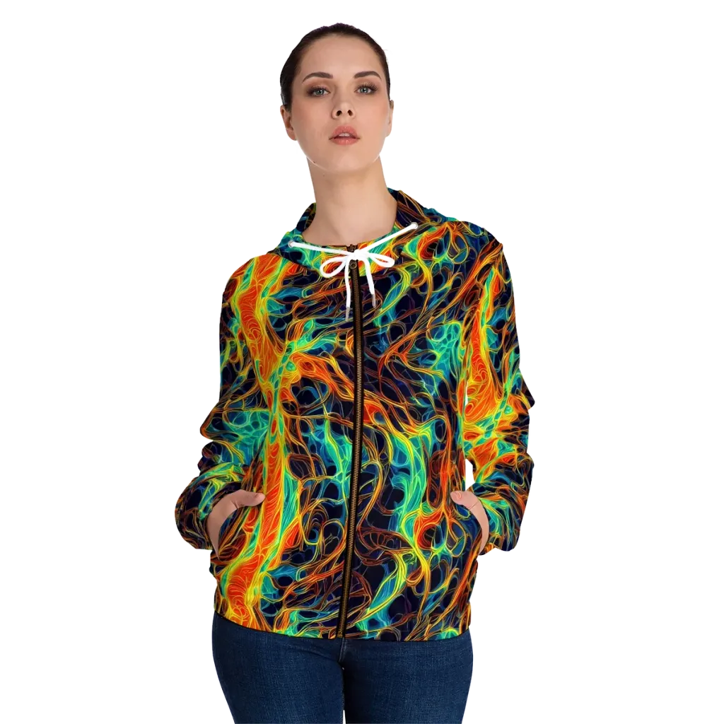Molten Aurora on Women's Full-Zip Hoodie — Front On Person