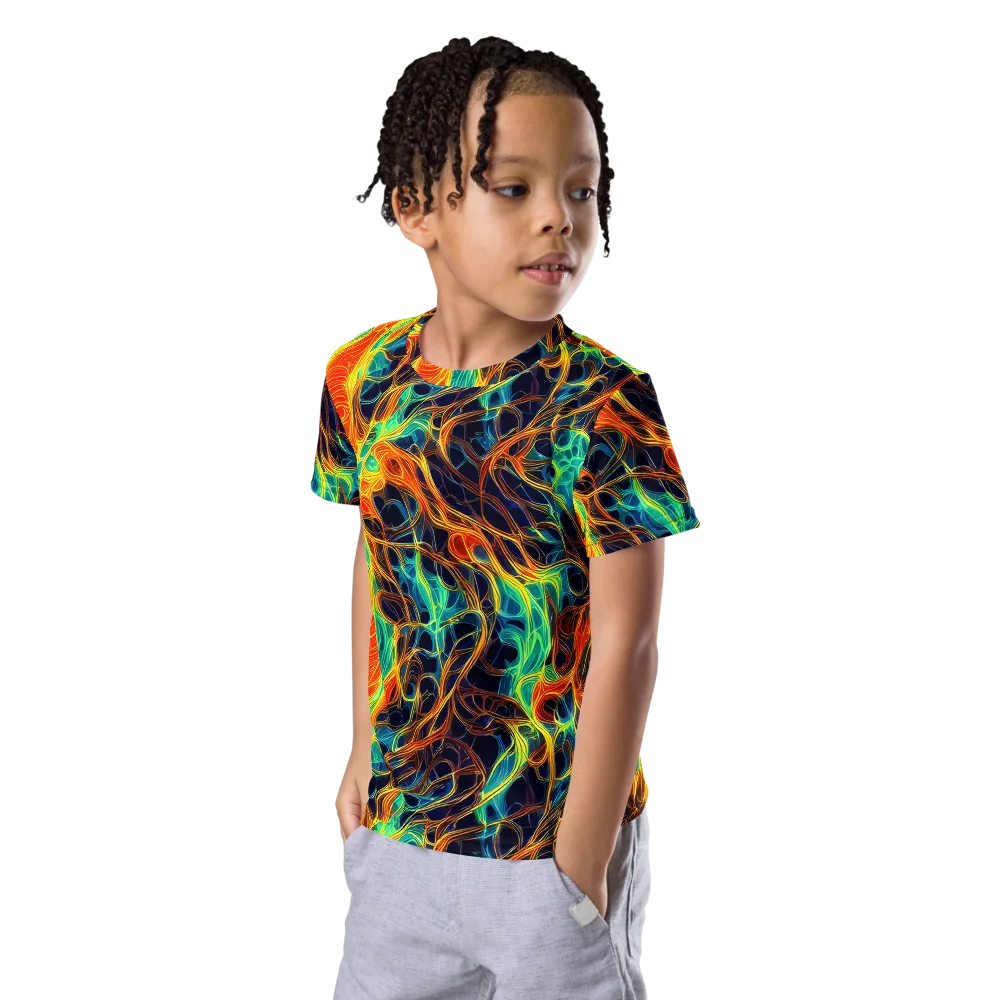 Molten Aurora on Kids Crew Neck T-Shirt — Left Front