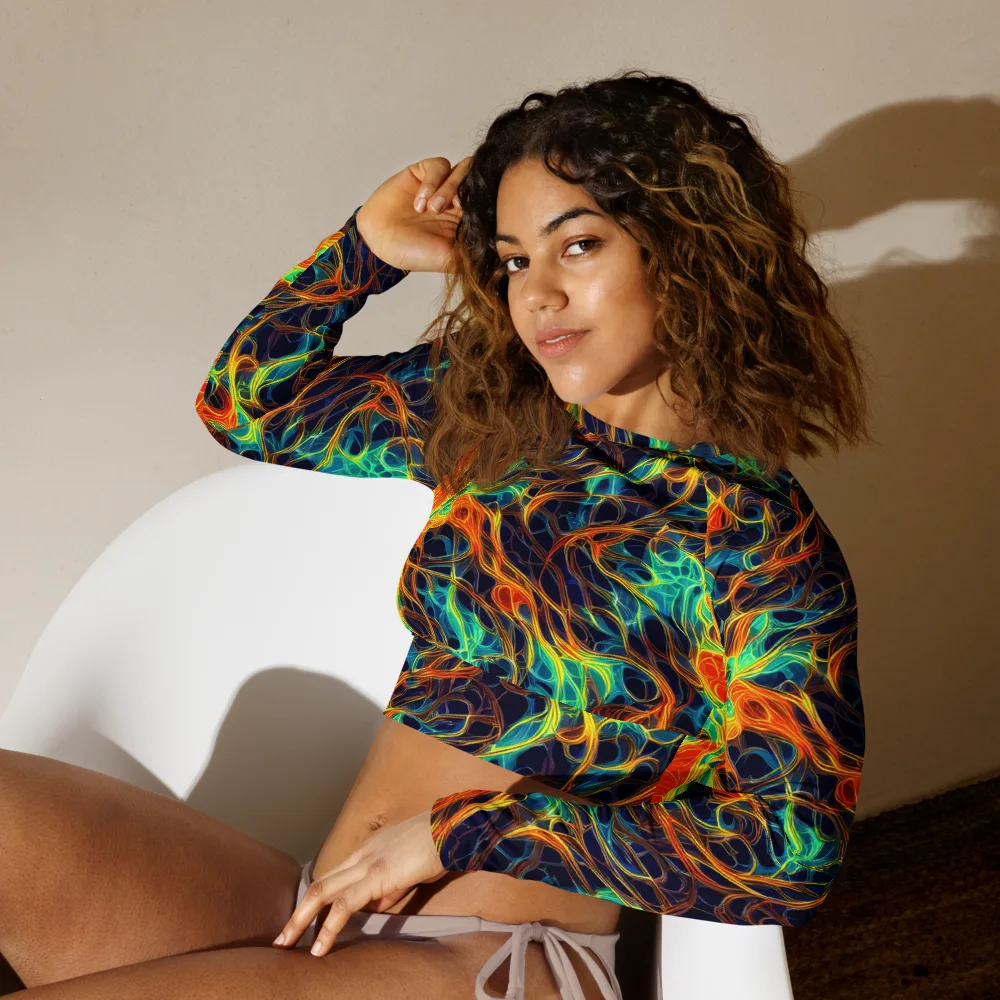 Molten Aurora on Long Sleeve Crop Top — Left Front