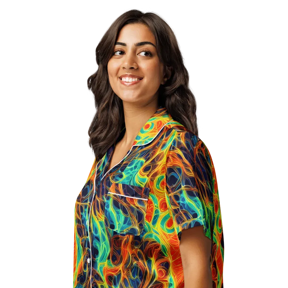 Molten Aurora on Women's Short Sleeve Pajama Top — Left Front