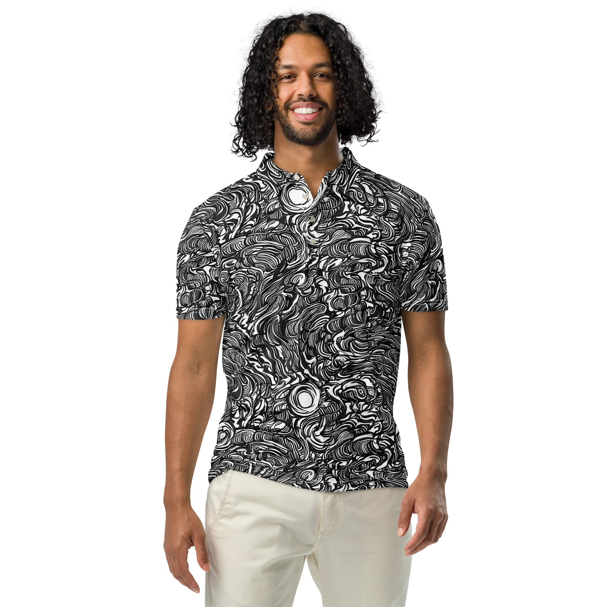 Monochrome Torrent on Men's Slim Fit Polo Shirt — Front
