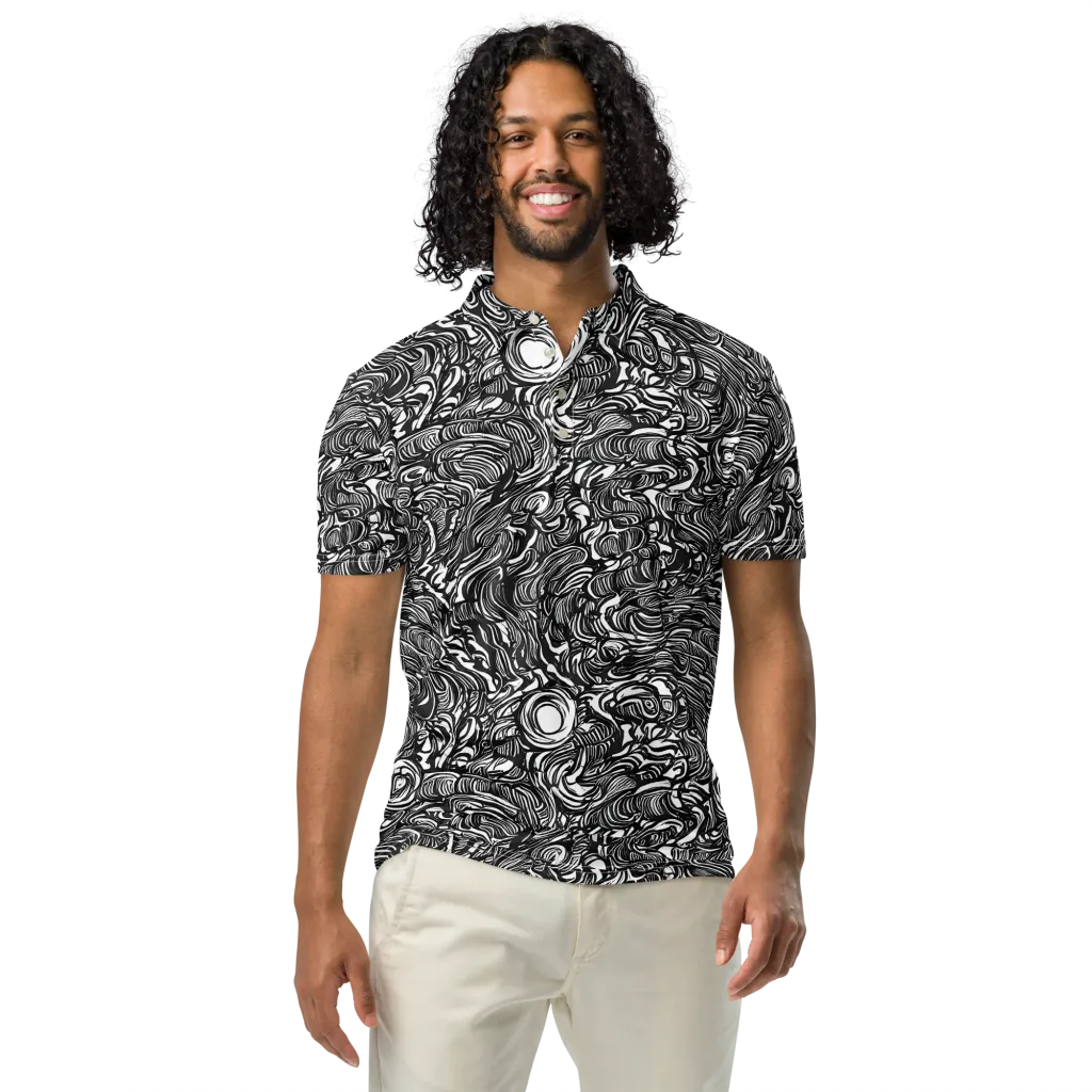 Monochrome Torrent on Men's Slim Fit Polo Shirt — Front