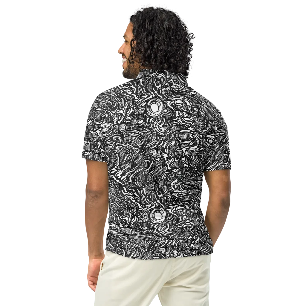 Monochrome Torrent on Men's Slim Fit Polo Shirt — Back