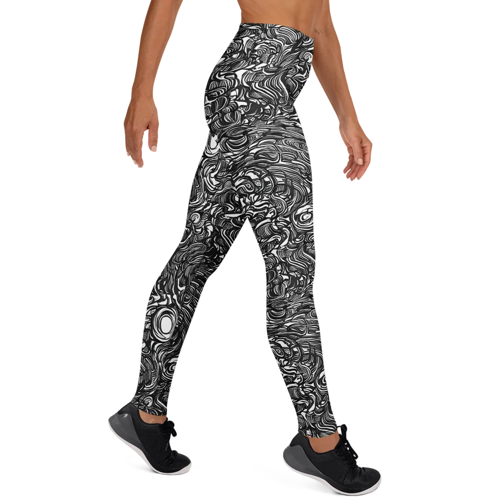 Monochrome Torrent on Yoga Leggings — Right