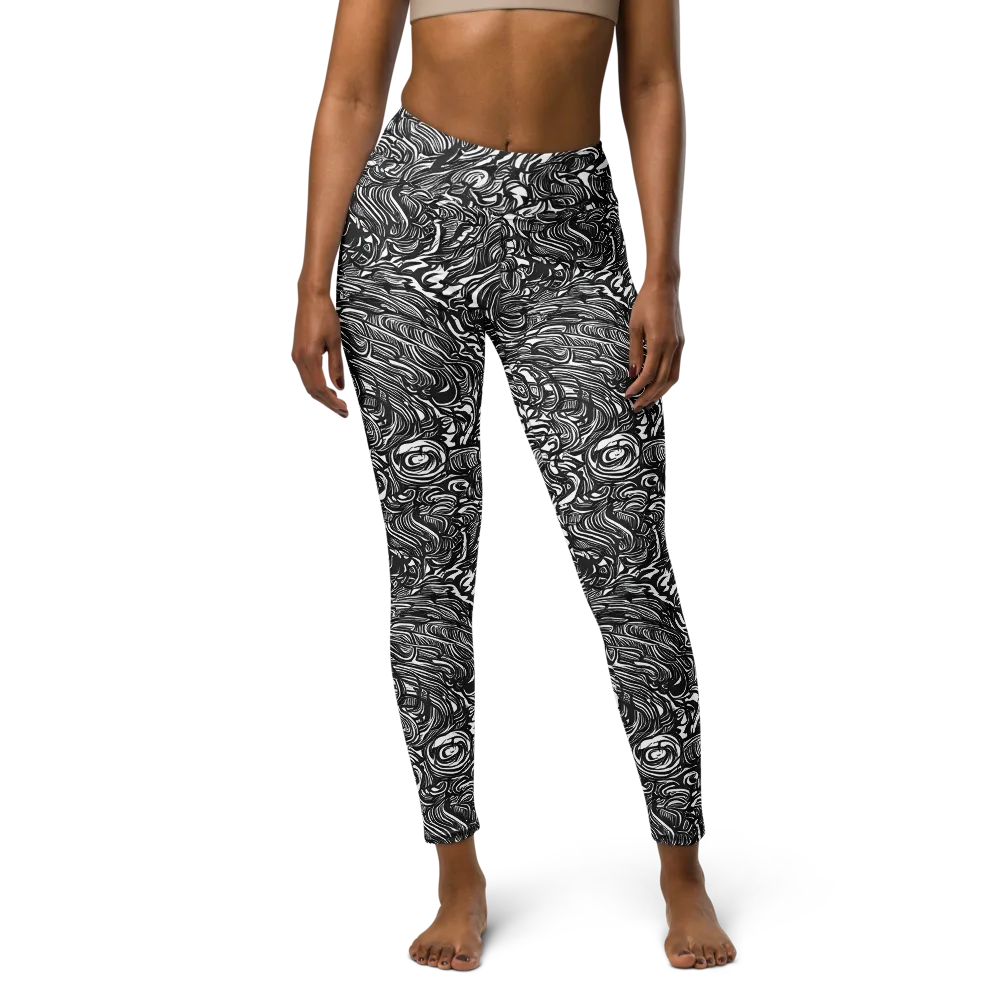 Monochrome Torrent on Yoga Leggings — Front