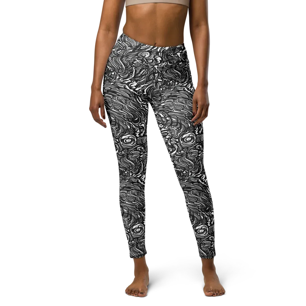 Monochrome Torrent on Yoga Leggings — Front