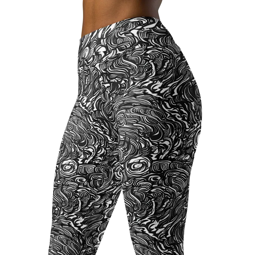 Monochrome Torrent on Yoga Leggings — Left Front