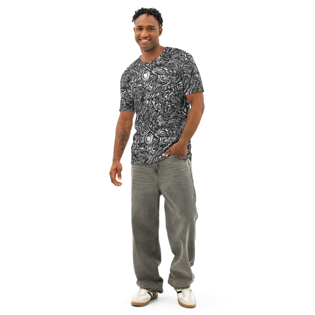Monochrome Torrent on Men's Cotton Crew Neck T-Shirt — Front