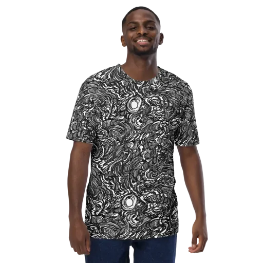 Monochrome Torrent on a Men's Crew Neck T-Shirt
