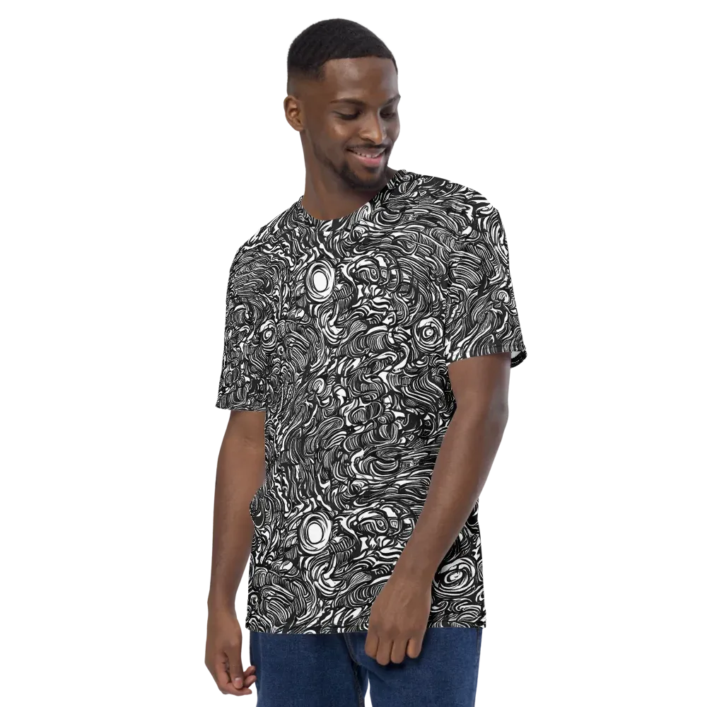 Monochrome Torrent on Men's Crew Neck T-Shirt — Left