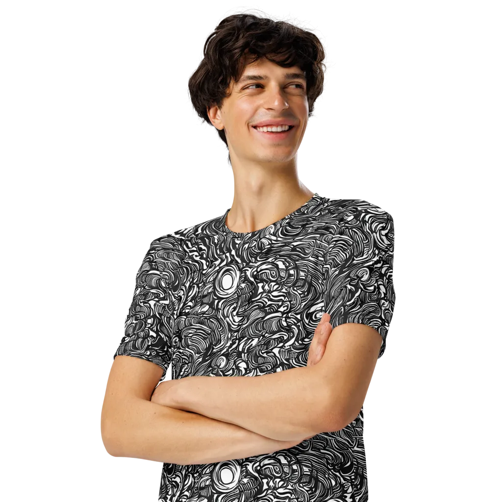Monochrome Torrent on Men's Crew Neck T-Shirt — Left Front