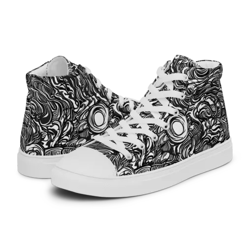 Monochrome Torrent on a Men's High Top Canvas Shoes