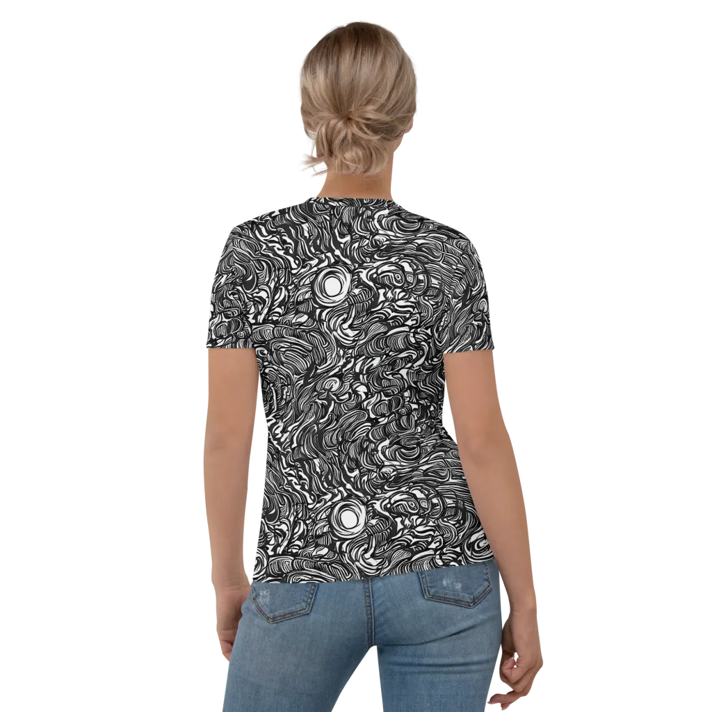 Monochrome Torrent on Women's Crew Neck T-Shirt — Back