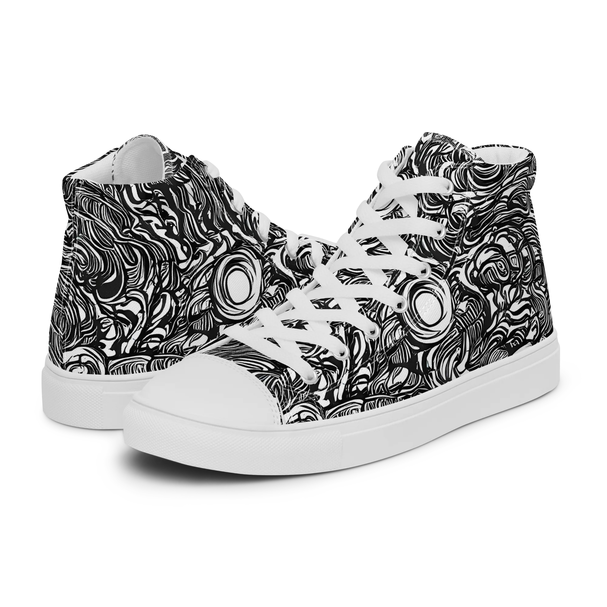 Monochrome Torrent on Women's High Top Canvas Shoes — Left