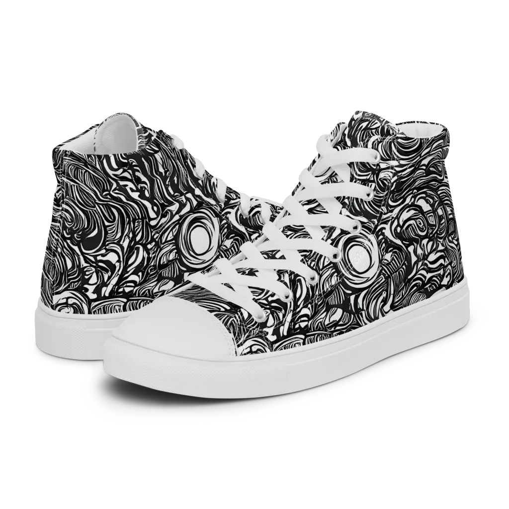 Monochrome Torrent on Women's High Top Canvas Shoes — Left