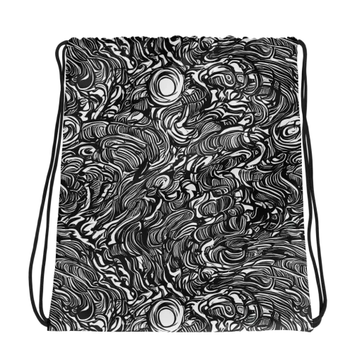 Monochrome Torrent on a Drawstring Bag