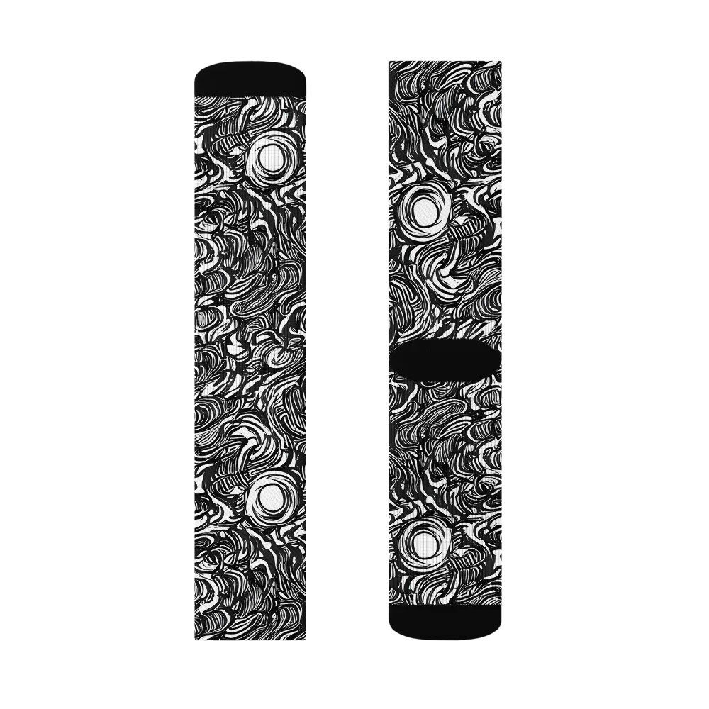 Monochrome Torrent on Socks — Left Sock