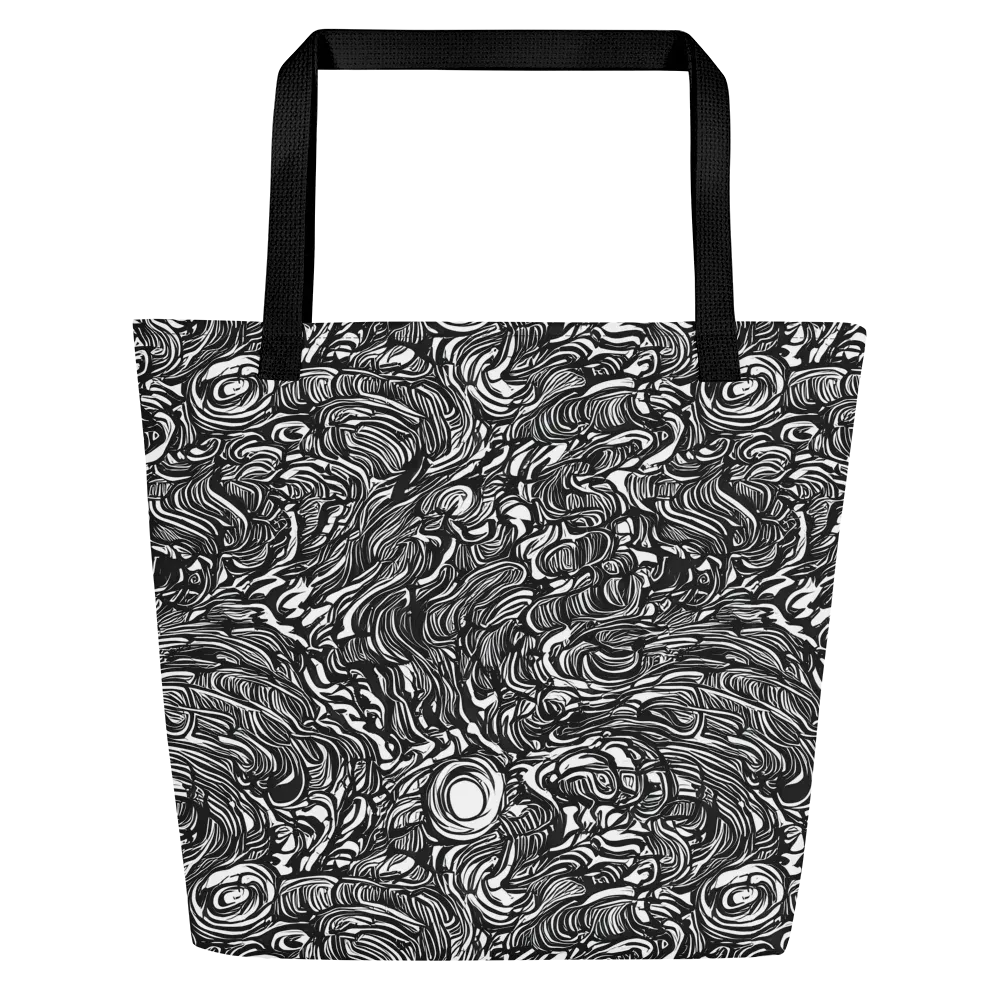 Monochrome Torrent on Large Tote Bag W/ Pocket — Front