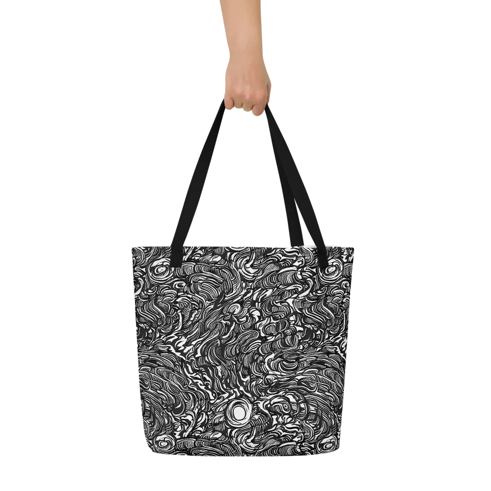 Monochrome Torrent on Large Tote Bag W/ Pocket — Front