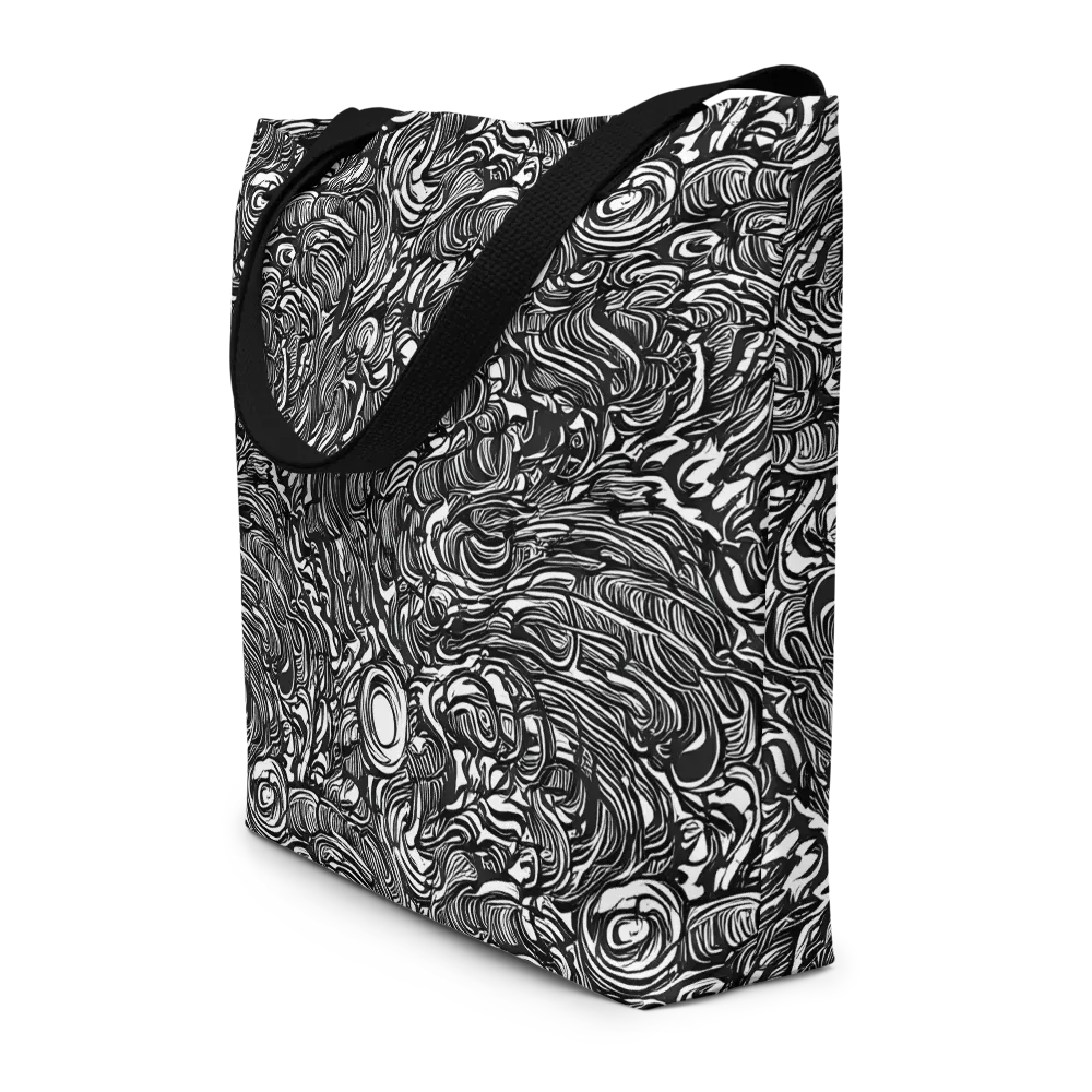 Monochrome Torrent on Large Tote Bag W/ Pocket — Front