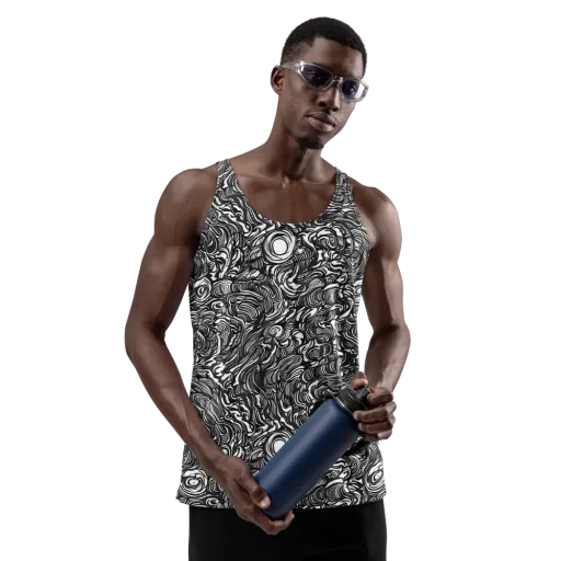 Monochrome Torrent on a Men's Tank Top