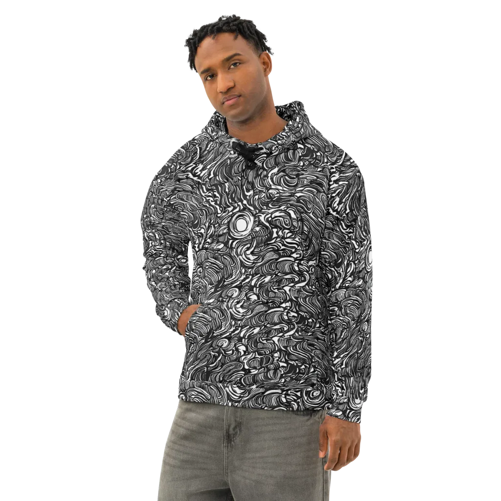 Monochrome Torrent on Cotton Hoodie — Left Front
