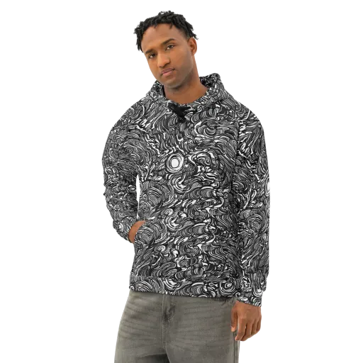 Monochrome Torrent on a Cotton Hoodie