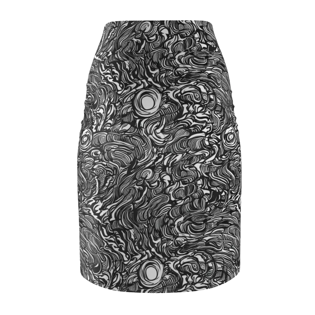 Monochrome Torrent on Pencil Skirt — Back