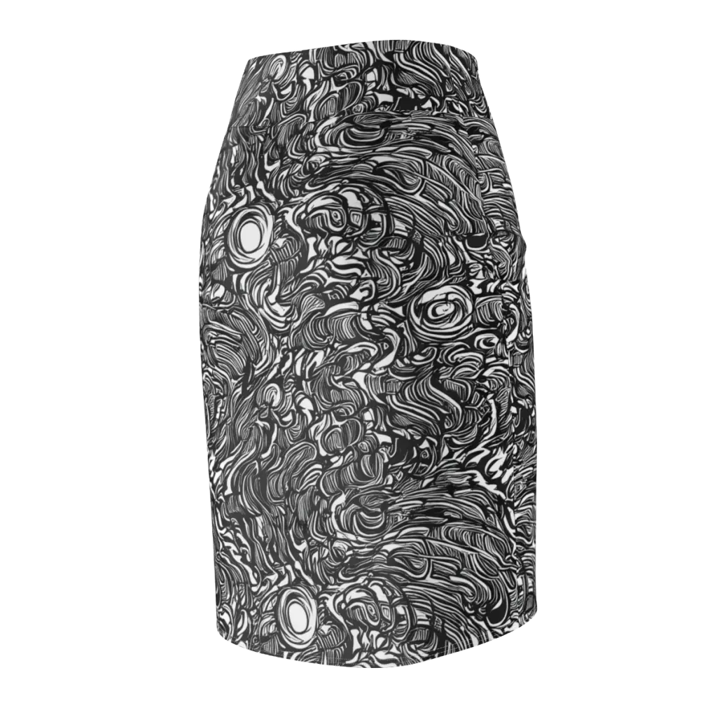 Monochrome Torrent on Pencil Skirt — Back Side