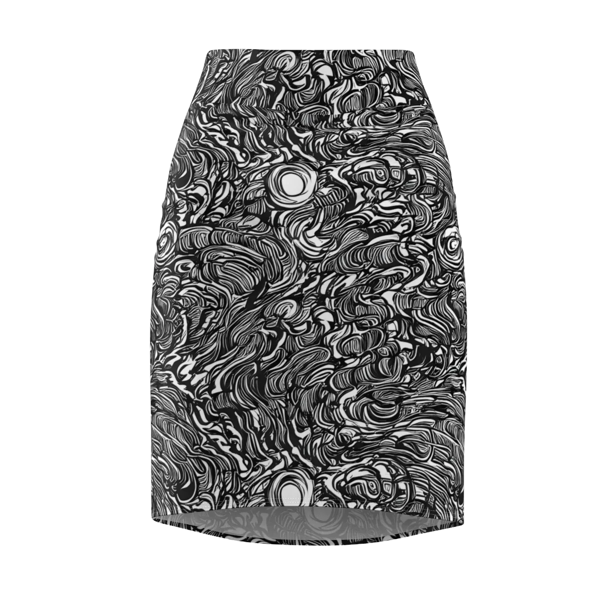 Monochrome Torrent on Pencil Skirt — Front