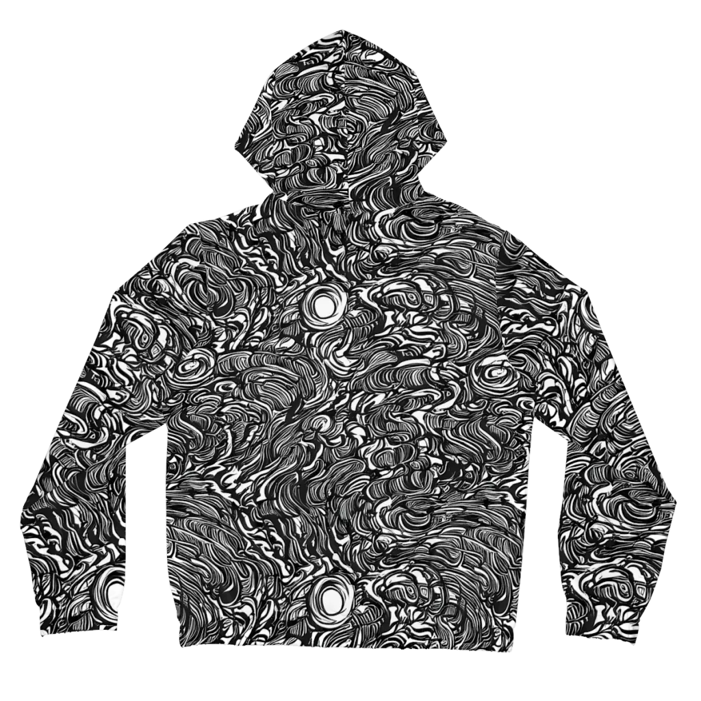Monochrome Torrent on Women's Full-Zip Hoodie — Back