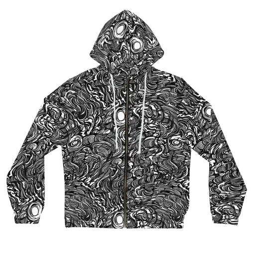 Monochrome Torrent on a Women's Full-Zip Hoodie
