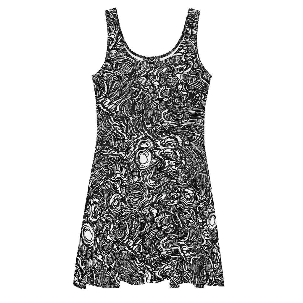 Monochrome Torrent on Skater Dress — Front