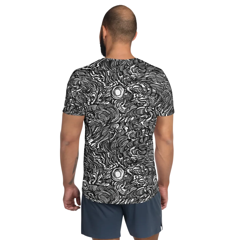 Monochrome Torrent on Men's Athletic T-Shirt — Back