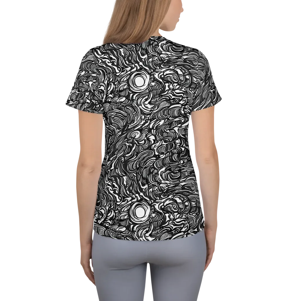 Monochrome Torrent on Women's Athletic T-Shirt — Back