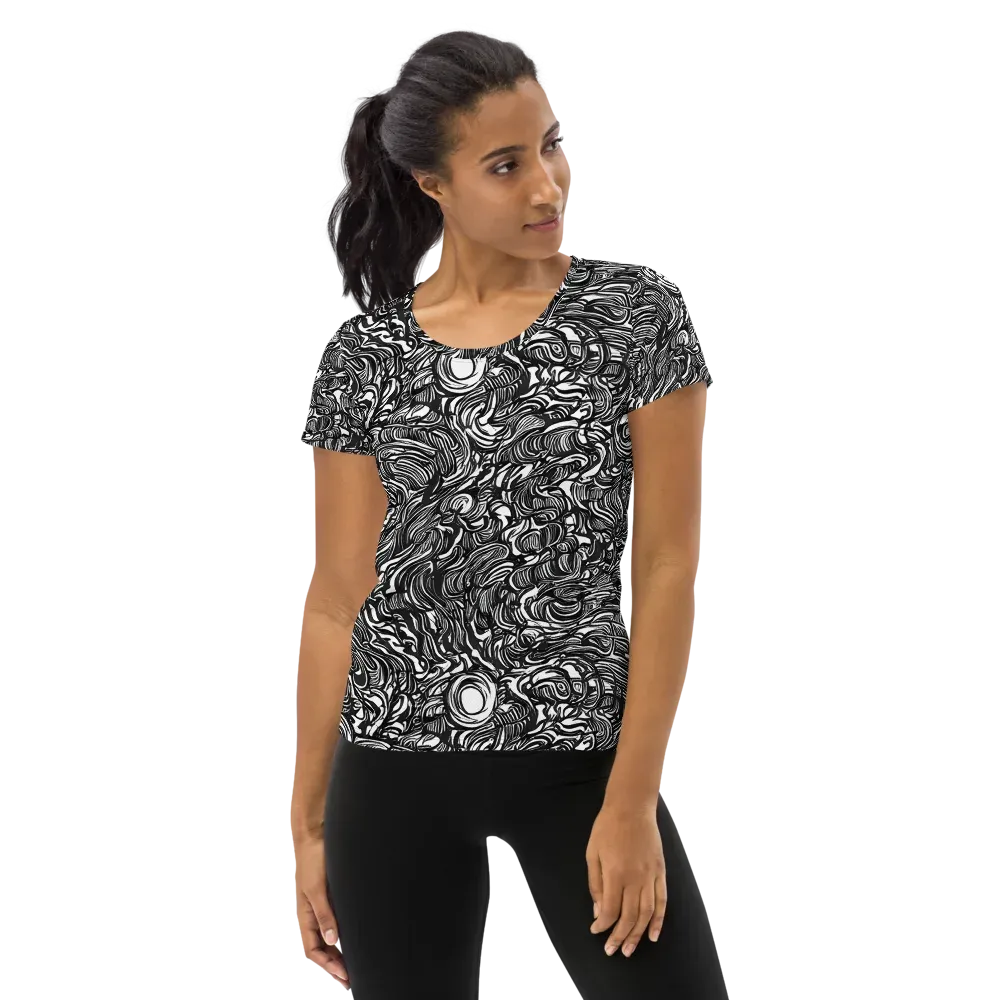 Monochrome Torrent on Women's Athletic T-Shirt — Front